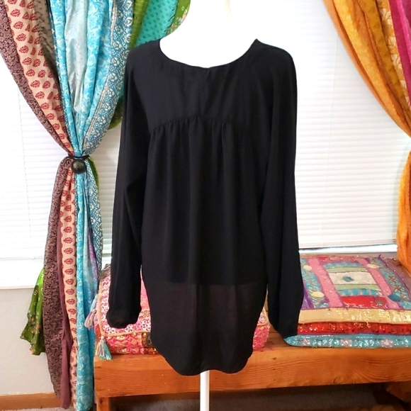 CATHERINE Malandrino Sheer Black Blouse - Picture 4 of 4